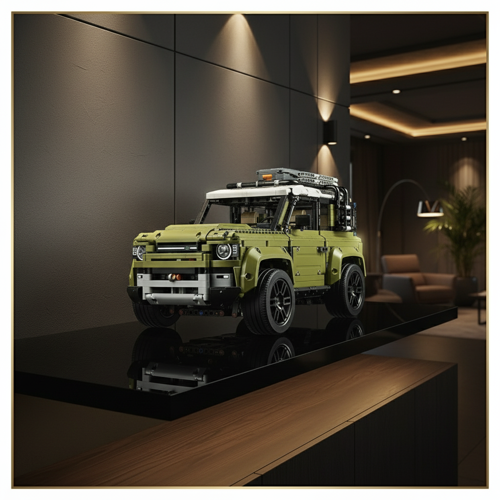 Rover Defender byggesett på luksushylle med gullaksenter